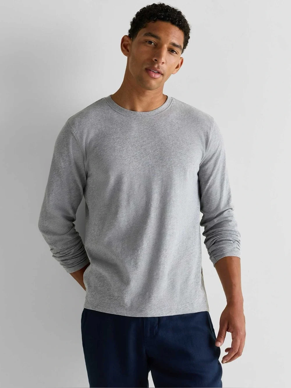 Quince 100% Organic Cotton Slub Long Sleeve Tee Gray